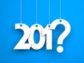 What year next? New year metaphors. White words on blue background Royalty Free Stock Photo