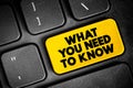 What You Need To Know text button on keyboard, concept background Royalty Free Stock Photo