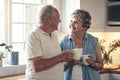 What are your plans for the day. a senior couple having breakfast together at home. Royalty Free Stock Photo
