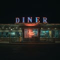 Whately Diner vintage neon sign at night, Whately, Massachusetts