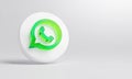 Whatsapp Acrylic Glass Icon Account Promotion Template White Background 3D Rendering