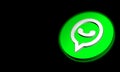 WhatsApp Button 3D Rendering Design on black background. Three-dimensional