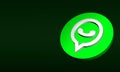 WhatsApp Button 3D Rendering Design on dark green background.