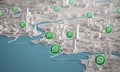 Whatsapp Icon Over Aerial View of City Buildings 3D Rendering