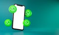 Whatsapp Icons Around Smartphone App Mockup 3D