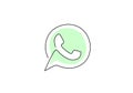Whatsapp icons. Continuous one line abstract buttons of social media hand dawn line art on white background. Social media message