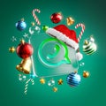 Whatsapp Logo Glass Square Christmas Ornament Dark Green Background 3D Render