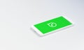 Whatsapp logo on Smart Phone Screen. Most Popular Social Media for chat and messaging. 3D Render