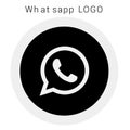 WhatsApp logo with vector Ai file. rounded black & white Royalty Free Stock Photo