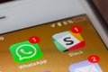 WhatsApp and Slack messenger apps