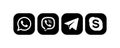 Whatsapp, viber, telegram, skype - Collection of popular contact social icons. Editorial illustration. Vinnitsa, Ukraine -