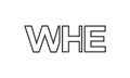 WHE logo design template with strong and modern bold text. Initial based vector logotype featuring simple and minimal typography. Royalty Free Stock Photo
