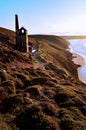 Wheal Coates at in the golden hour just before sunset, Cornwall UK Cornwall UK Royalty Free Stock Photo