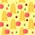 Wheat and apple seamless autumn pattern