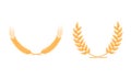 Wheat or Barley Ears Arranged in Laurel Vector Set Royalty Free Stock Photo