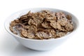 Wheat bran breakfast cereal in bowl. Royalty Free Stock Photo