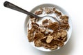 Wheat bran breakfast cereal in bowl. Royalty Free Stock Photo