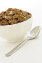 Wheat bran flakes cereal breakfast with rolled oats Royalty Free Stock Photo