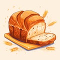 Wheat Bread, bakery icon, sliced fresh wheat bread