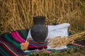 Wheat bread and a jug Royalty Free Stock Photo