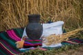 Wheat bread and a jug Royalty Free Stock Photo