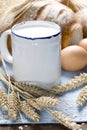 Wheat, bread, milk and eggs Royalty Free Stock Photo