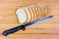 Wheat bread with oat flour and whole flax seeds, knife