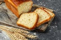 wheat bread square, Crispy artisan ciabatta bread, Food blog pastries flour hot morning fresh bread Royalty Free Stock Photo