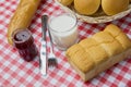 Wheat breads with milk on the table Royalty Free Stock Photo