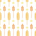 Wheat brush texture seamless pattern background. Hand drawn crayon brush abstract floral wheat seamless pattern. Floral Royalty Free Stock Photo