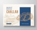 Wheat Challah Bread Label Template. Abstract Vector Packaging Design Layout. Modern Typography Banner with Hand Drawn