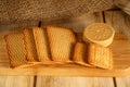 Wheat cookies on a wooden stand. The concept of natural and healthy food. Royalty Free Stock Photo