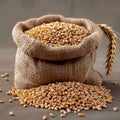 Wheat detail Close up of wheat stored in a small sack