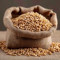 Wheat detail Close up of wheat stored in a small sack
