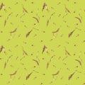 Wheat ear, barley watercolor seamless pattern on green background. Spikelet of rye, malt stalk hand drawn. Design