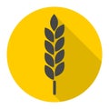 Wheat ear icon with long shadow Royalty Free Stock Photo