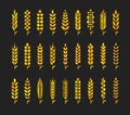 Wheat ear icon set isolated on a black background Royalty Free Stock Photo
