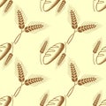 Wheat Ears and bread seamless pattern