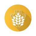 Wheat ears flat design long shadow icon Royalty Free Stock Photo