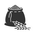 Wheat ears and flour bag glyph icon Royalty Free Stock Photo