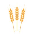 Wheat ears icon or sign. Crop symbol on white background. Design element for bread packaging or beer label. Vector illustration. Royalty Free Stock Photo