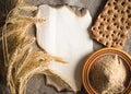 Wheat ears on vintage background Royalty Free Stock Photo