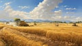 Wheat farm being harvested