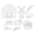 Wheat Farm Hand Drawn Realistic Sketches Royalty Free Stock Photo