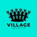 Wheat and fence village logo. perfect for farm, village or building insurance company logo vector illustration design Royalty Free Stock Photo