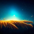 Wheat field on the background of the night sky and the moon generative AI