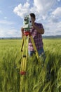 Wheat field Surveyor Engineer Royalty Free Stock Photo