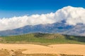Wheat fields and cloud covered mountain near Swellendam Royalty Free Stock Photo
