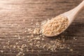 Wheat germ on wood spoon Royalty Free Stock Photo