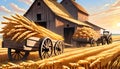 Wheat grain field autumn harvest crop barn storage